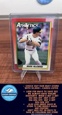 Cheap Sneaks Footwear/Sports Cards Baseball Card Mark McGwire 1990 Topps #690 Oakland Athletics