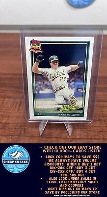 Cheap Sneaks Footwear/Sports Cards Baseball Card Mark McGwire 1991 Topps  #270 Oakland Athletics