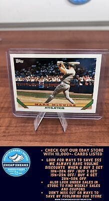 Cheap Sneaks Footwear/Sports Cards Baseball Card Mark McGwire 1993 Topps Baseball Card #100 Oakland Athletics