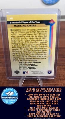 Cheap Sneaks Footwear/Sports Cards Baseball Card Mark McGwire 1993 Upper Deck #493 Oakland Athletics