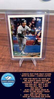Cheap Sneaks Footwear/Sports Cards Baseball Card Mark McGwire 1994 Topps #340 Oakland Athletics