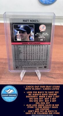 Cheap Sneaks Footwear/Sports Cards Baseball Card Matt Nokes 1991 Leaf #89 New York Yankees