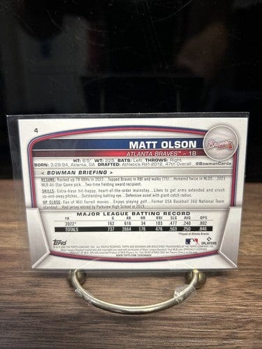 Cheap Sneaks Footwear/Sports Cards Baseball Card Matt Olson 2023 Bowman Base #4 - Atlanta Braves