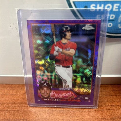 Cheap Sneaks Footwear/Sports Cards Baseball Card Matt Olson 2023 Topps Chrome Purple Logofractor Lot(2) /250 + Base Log