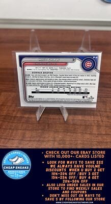 Cheap Sneaks Footwear/Sports Cards Baseball Card Matt Shaw 2024 Bowman Prospects #BP-30 Chicago Cubs