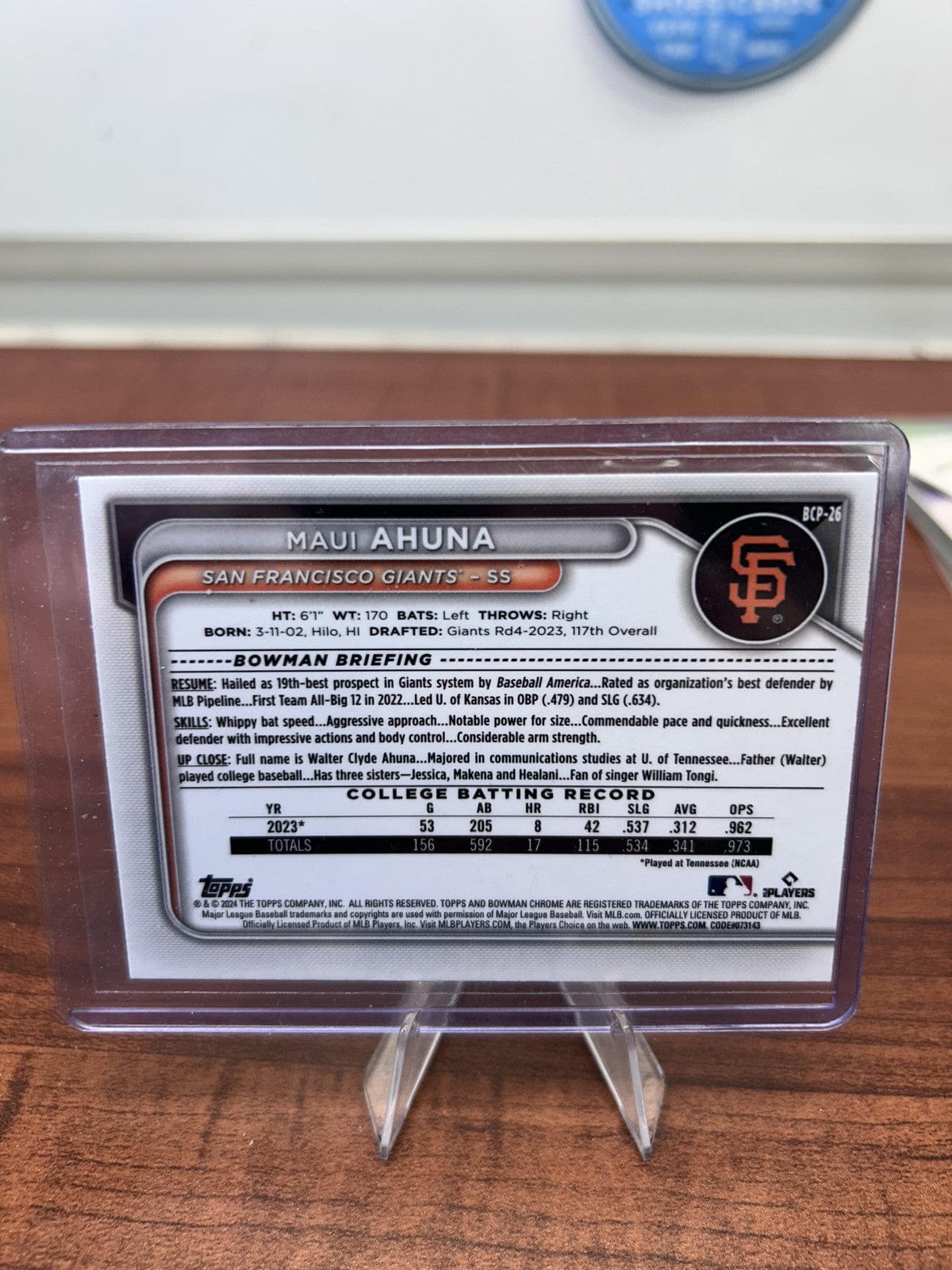 Cheap Sneaks Footwear/Sports Cards Baseball Card Maui Ahuna 2024 Bowman Chrome Prospects #BCP-26 San Francisco Giants