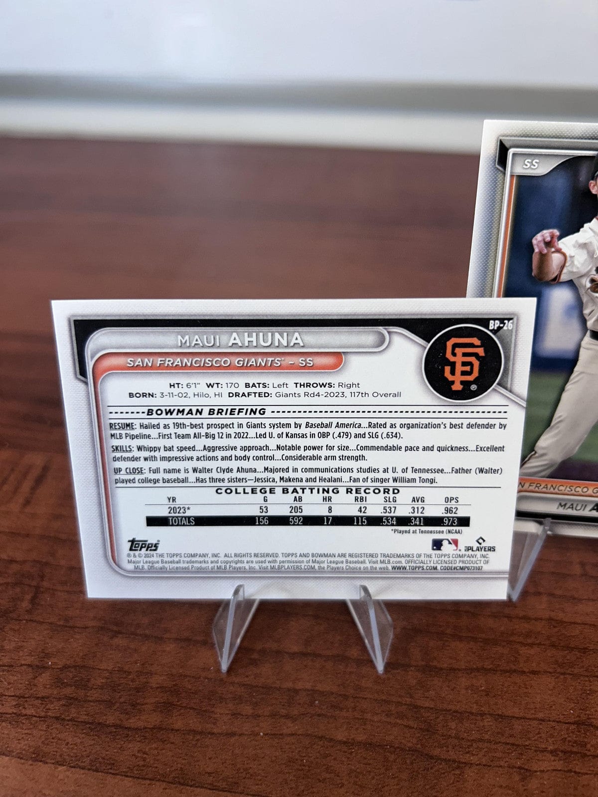 Cheap Sneaks Footwear/Sports Cards Baseball Card Maui Ahuna 2024 Bowman Prospects #BP-26 San Francisco Giants + Bonus C