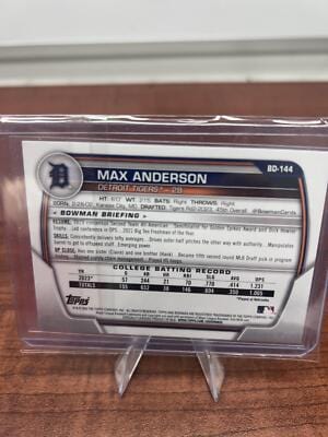 Cheap Sneaks Footwear/Sports Cards Baseball Card Max Anderson 2023 Bowman Draft #BD-144 Detroit Tigers