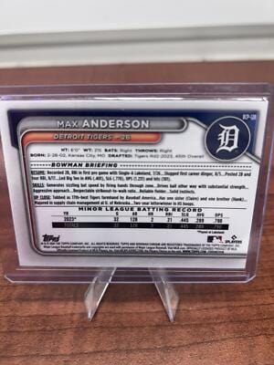 Cheap Sneaks Footwear/Sports Cards Baseball Card Max Anderson 2024 Bowman Chrome Prospects #BCP-128 Detroit Tigers