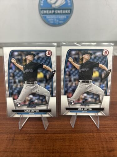 Cheap Sneaks Footwear/Sports Cards Baseball Card Max Meyer (RC) 2023 Bowman Baseball Card #36 Miami Marlins + Bonus Car