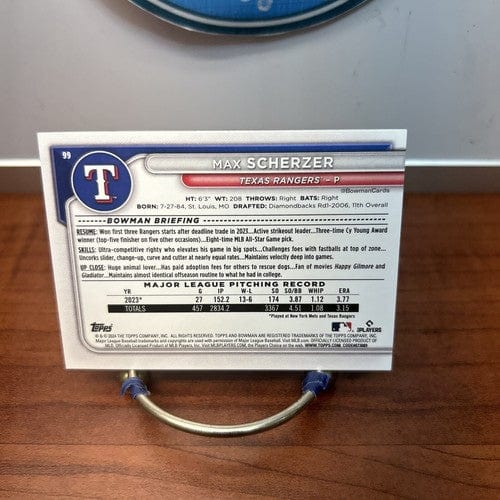 Cheap Sneaks Footwear/Sports Cards Baseball Card Max Scherzer 2024 Bowman Baseball Card #95 Texas Rangers