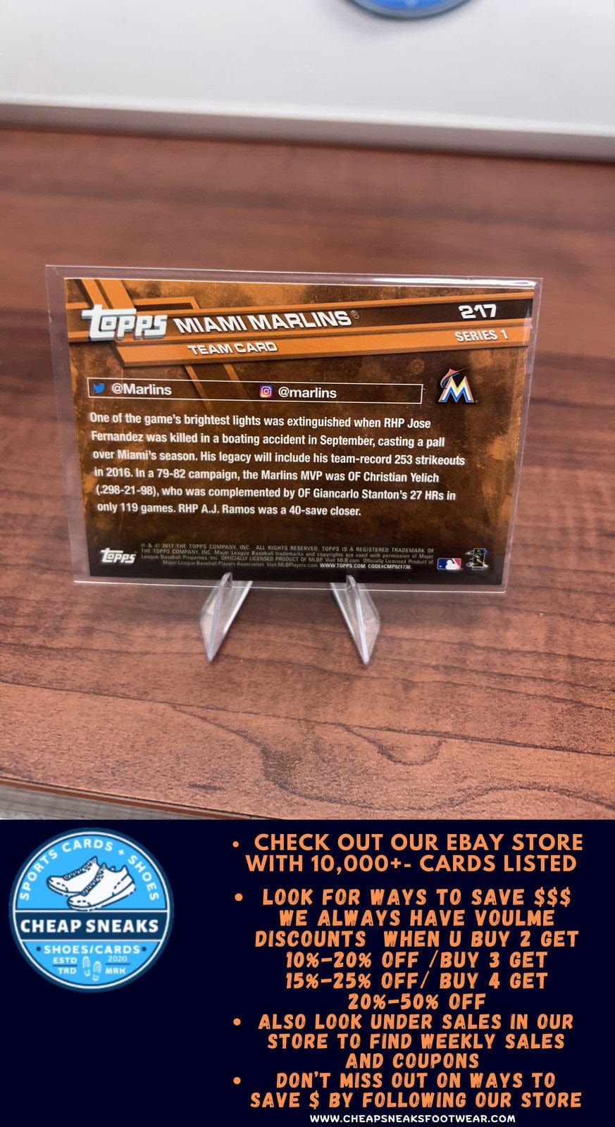Cheap Sneaks Footwear/Sports Cards Baseball Card Miami Marlins 2017 Topps Limited Edition #217 Miami Marlins