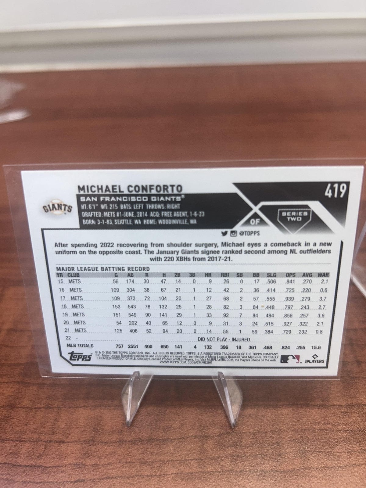 Cheap Sneaks Footwear/Sports Cards Baseball Card Michael Conforto 2023 Topps #419 San Francisco Giants