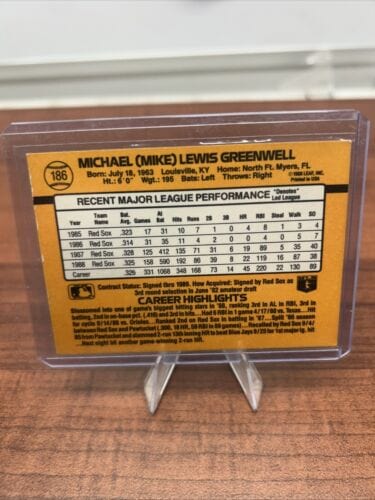 Cheap Sneaks Footwear/Sports Cards Baseball Card Mike Greenwell 1989 Donruss #186 Boston Red Sox Baseball Card NM