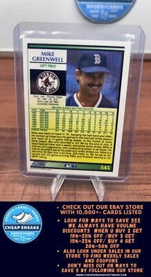 Cheap Sneaks Footwear/Sports Cards Baseball Card Mike Greenwell 1992 Score #545 Boston Red Sox