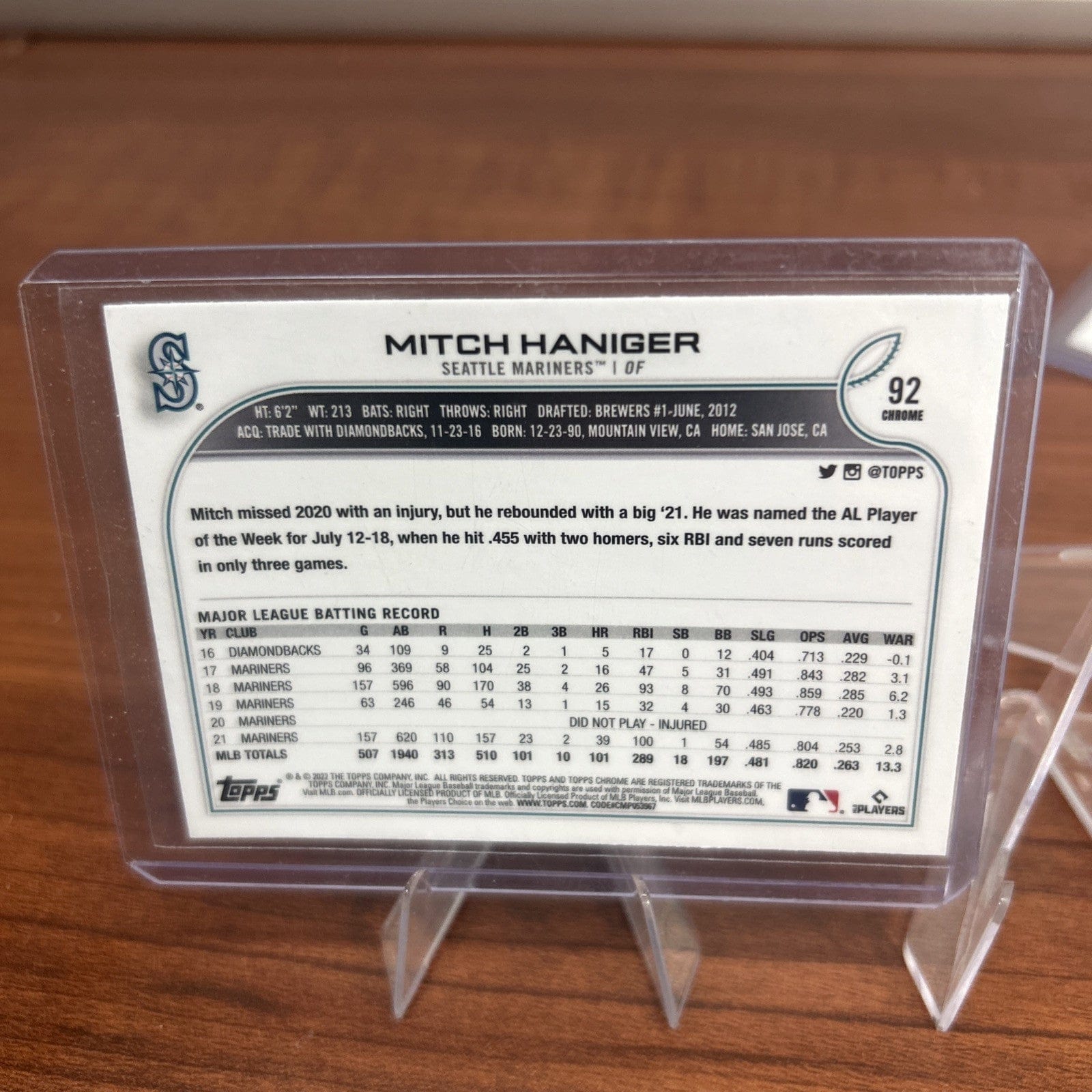 Cheap Sneaks Footwear/Sports Cards Baseball Card Mitch Haniger 2022 Allen & Ginter #72 , Mini #72, 22 Topps Chrome #92