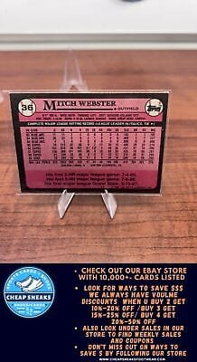Cheap Sneaks Footwear/Sports Cards Baseball Card Mitch Webster 1989 Topps #36 Chicago Cubs