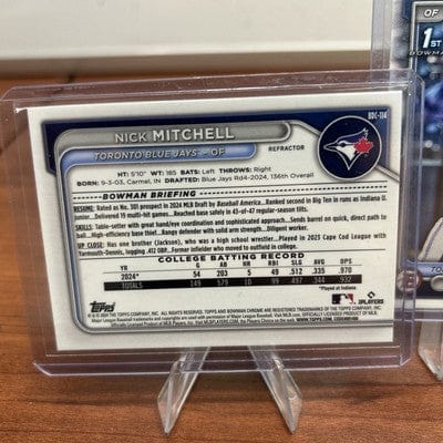 Cheap Sneaks Footwear/Sports Cards Baseball Card Nick Mitchell 2024 Bowman Draft Chrome 1st Refractor #BDC-114 Blue Jay