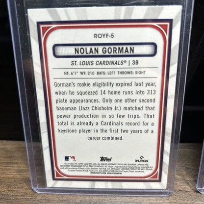 Cheap Sneaks Footwear/Sports Cards Baseball Card Nolan Gorman St. Louis Cardinals Lot(2) 2023 Bowman ROYF-5,Topps Serie