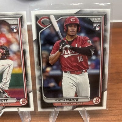 Cheap Sneaks Footwear/Sports Cards Baseball Card Noveli Marte, Christian Encarnacin-Strand, Andrew Abbott Reds 2024 Bow