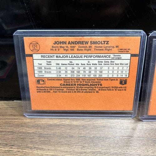 Cheap Sneaks Footwear/Sports Cards Baseball Card Nr Mint Atlanta Braves Lot(2) 1990 Donruss John Smoltz#121 ,Tom Glavine #145 T