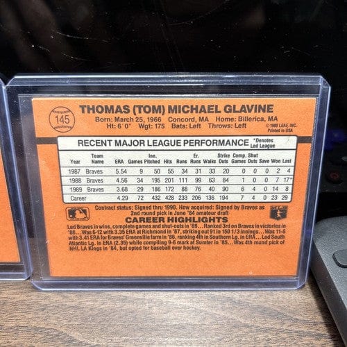 Cheap Sneaks Footwear/Sports Cards Baseball Card Nr Mint Atlanta Braves Lot(2) 1990 Donruss John Smoltz#121 ,Tom Glavine #145 T