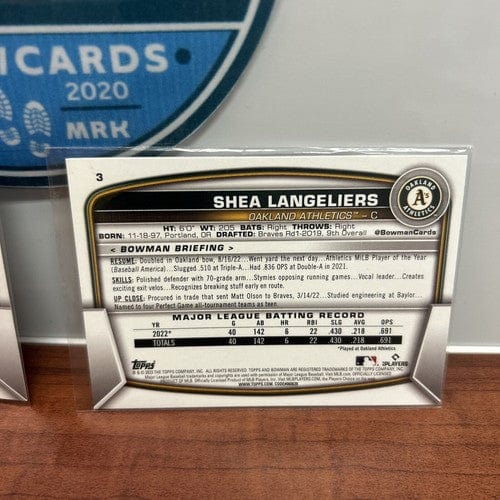 Cheap Sneaks Footwear/Sports Cards Baseball Card Oakland A’s Lot(2) 2023 Bowman Prospects BaseRC Lot Shea Langeliers,