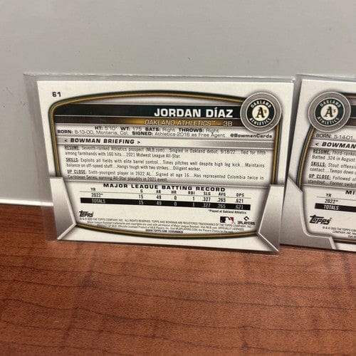 Cheap Sneaks Footwear/Sports Cards Baseball Card Oakland A’s Lot (4) 2023 Bowman Prospects (2)Bowman 1st &(2)RC Colby