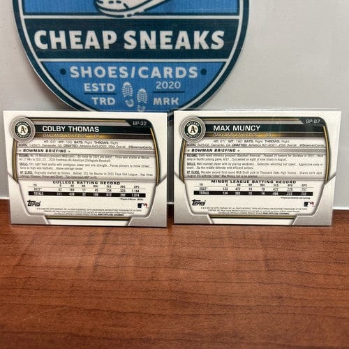 Cheap Sneaks Footwear/Sports Cards Baseball Card Oakland A’s Lot(6) 2023 Bowman Prospects Colby Thomas +Zack Gelof+4