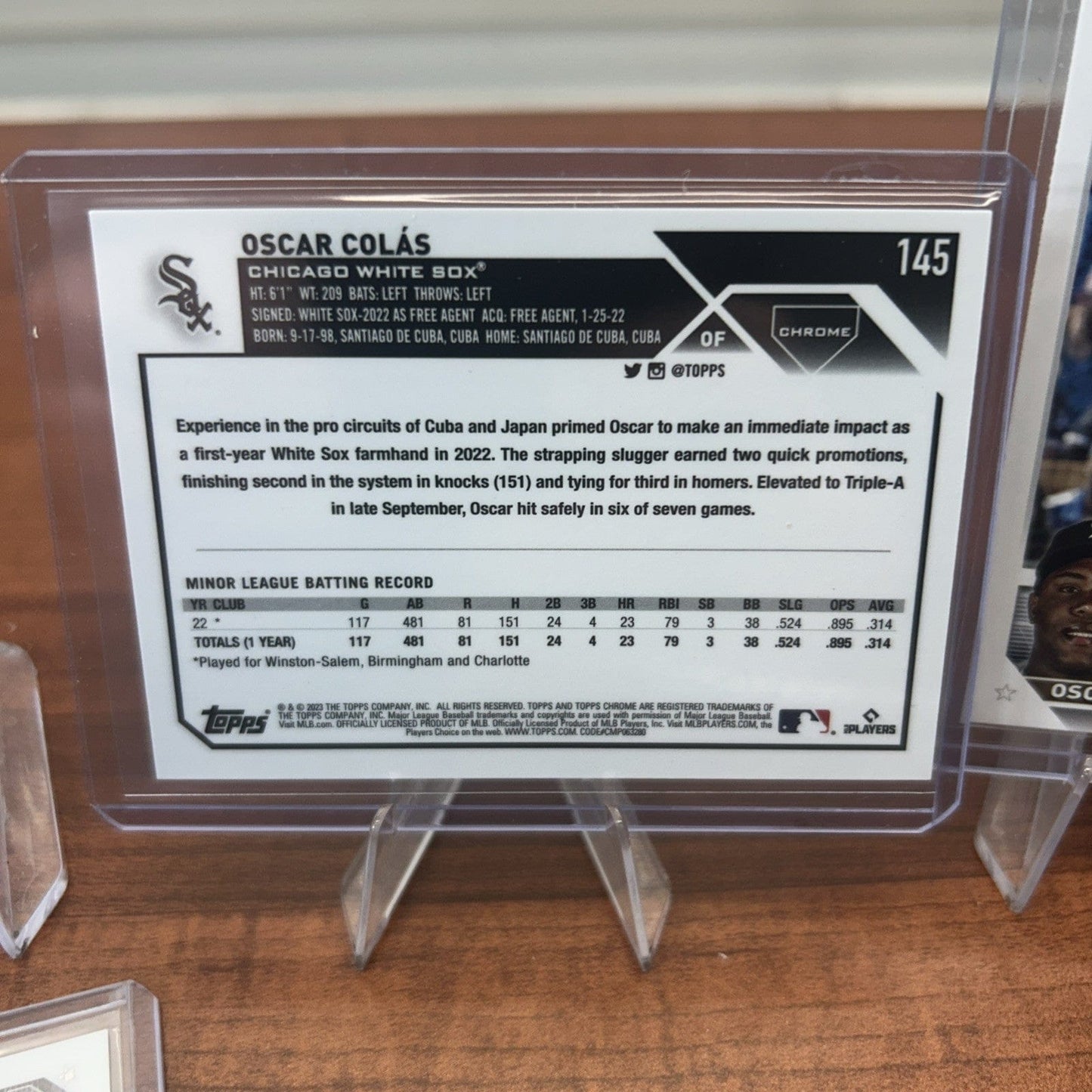 Cheap Sneaks Footwear/Sports Cards Baseball Card Oscar Colas Lot(3)2023 Topps Chrome Blue Logofractor RC 147/150 C. Whi