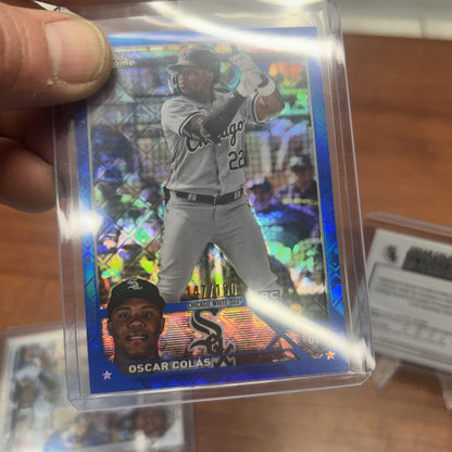 Cheap Sneaks Footwear/Sports Cards Baseball Card Oscar Colas Lot(3)2023 Topps Chrome Blue Logofractor RC 147/150 C. Whi