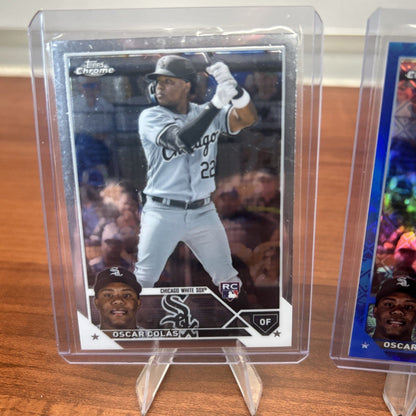 Cheap Sneaks Footwear/Sports Cards Baseball Card Oscar Colas Lot(3)2023 Topps Chrome Blue Logofractor RC 147/150 C. Whi