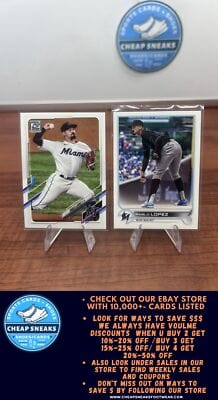 Cheap Sneaks Footwear/Sports Cards Baseball Card Pablo Lopez 2021 Topps #634 Miami Marlins + Bonus Card