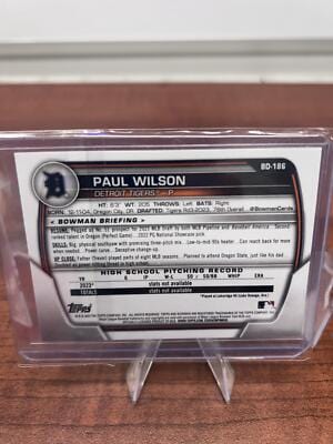 Cheap Sneaks Footwear/Sports Cards Baseball Card Paul Wilson 2023 Bowman Draft #BD-186 Detroit Tigers