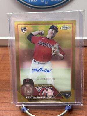 Cheap Sneaks Footwear/Sports Cards Baseball Card Peyton Battenfield RC 2023 Topps Chrome Auto Gold #AC-PBA Guardians 40