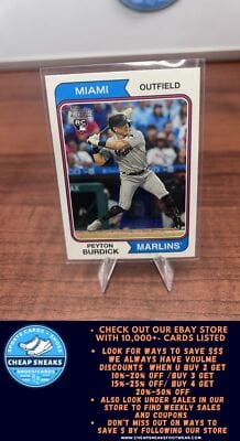 Cheap Sneaks Footwear/Sports Cards Baseball Card Peyton Burdick RC 2023 Topps Heritage #322 Miami Marlins