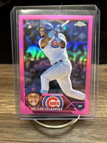 Cheap Sneaks Footwear/Sports Cards Baseball Card Pink Refractor! 🚨2023 Topps Chrome Nelson Velazquez RC Chicago Cubs