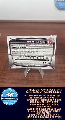 Cheap Sneaks Footwear/Sports Cards Baseball Card Rafael Devers 2023 Bowman #31Red Sox + Bonus Card