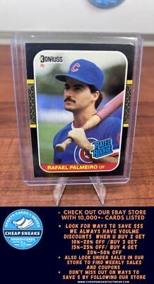 Cheap Sneaks Footwear/Sports Cards Baseball Card Rafael Palmeiro RC 1987 Leaf #43 Chicago Cubs