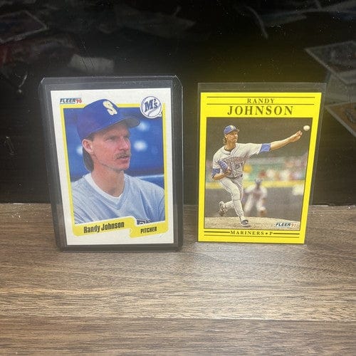 Cheap Sneaks Footwear/Sports Cards Baseball Card Randy Johnson 2 Card Lot 1990 , 1991 Fleer Seattle Mariners
