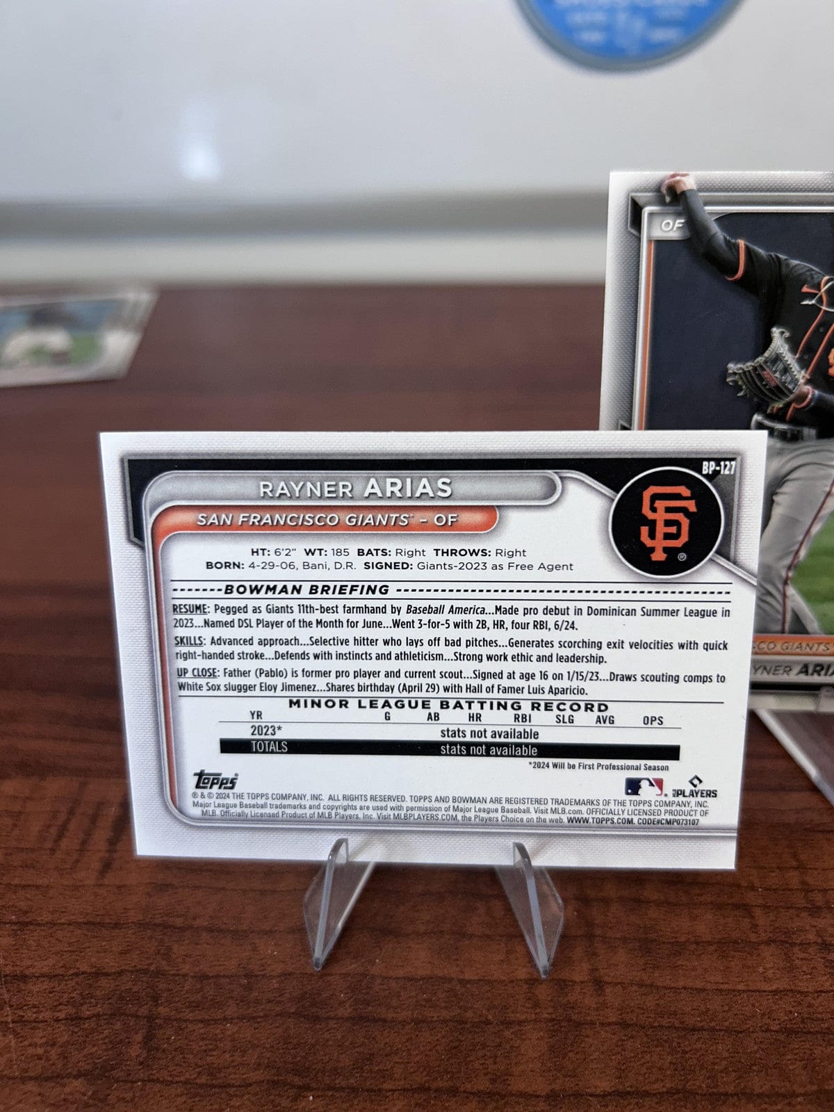 Cheap Sneaks Footwear/Sports Cards Baseball Card Rayner Arias 2024 Bowman Prospects #BP-127 San Francisco Giants