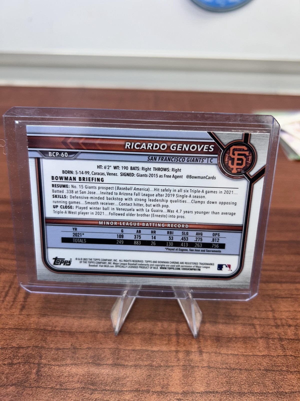 Cheap Sneaks Footwear/Sports Cards Baseball Card Ricardo Genoves 2022 Bowman Chrome Prospects #BCP-60 San Francisco Gia