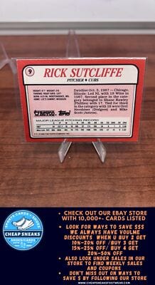 Cheap Sneaks Footwear/Sports Cards Baseball Card Rick Sutcliffe 1988 Topps Revco League Leaders #9 Chicago Cubs