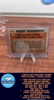 Cheap Sneaks Footwear/Sports Cards Baseball Card Rickey Henderson 1983 Topps #2 Oakland Athletics