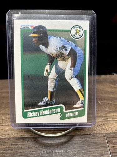 Cheap Sneaks Footwear/Sports Cards Baseball Card Rickey Henderson HOF 1990 Fleer Baseball Card #10 Oakland Athletics  A