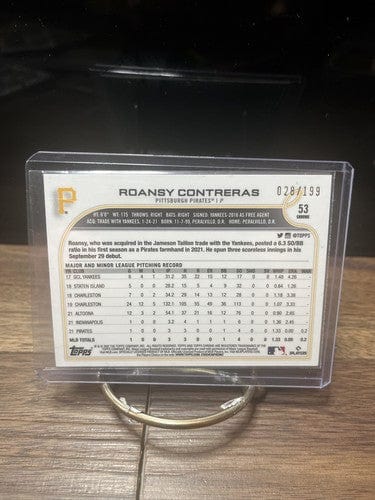 Cheap Sneaks Footwear/Sports Cards Baseball Card Roansy Contreras 2022 Topps Chrome RC Green Speckle   Refractor 028/19