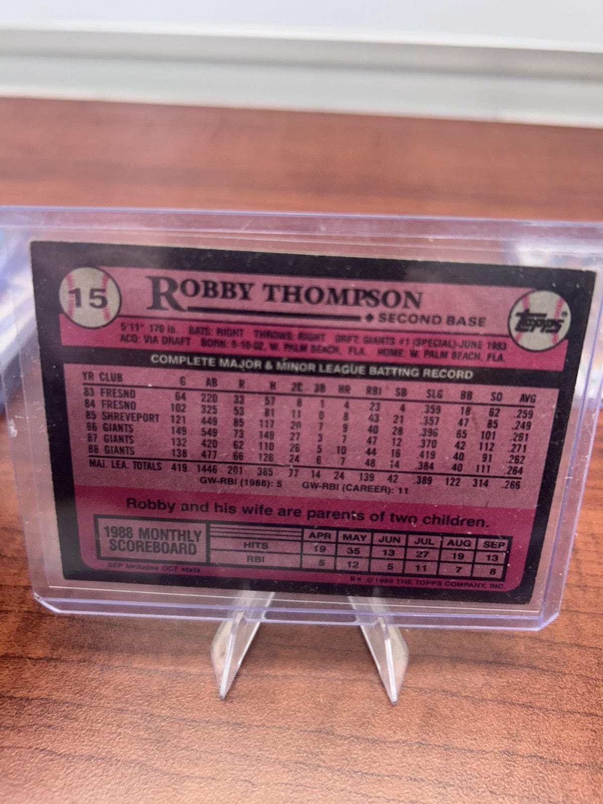 Cheap Sneaks Footwear/Sports Cards Baseball Card Robby Thompson 1989 Topps #15 San Francisco Giants