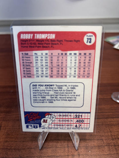 Cheap Sneaks Footwear/Sports Cards Baseball Card Robby Thompson 1990 Fleer #73 San Francisco Giants