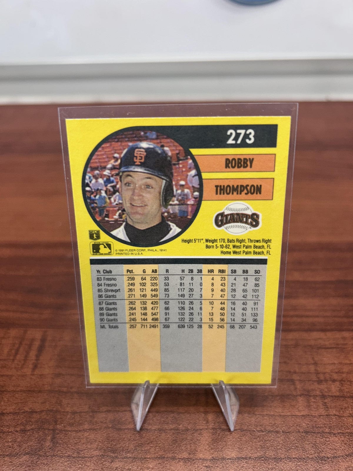 Cheap Sneaks Footwear/Sports Cards Baseball Card Robby Thompson 1991 Fleer #273 San Francisco Giants