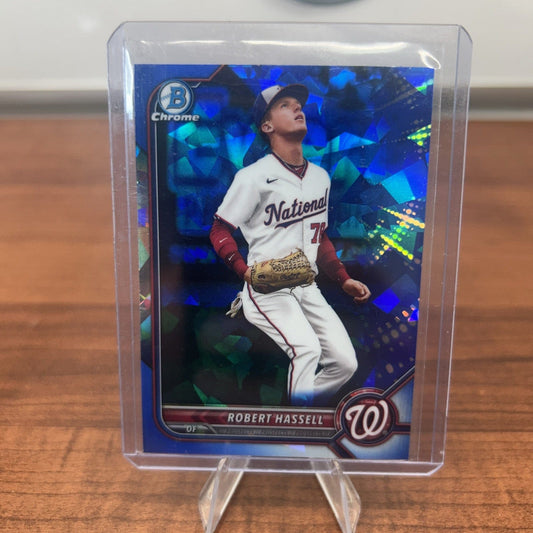 Cheap Sneaks Footwear/Sports Cards Baseball Card Robert Hassell Nationals 2022 Bowman Draft Chrome Sapphire #BDC-169
